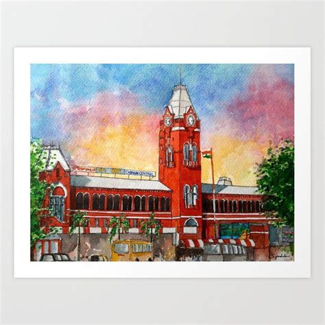 Chennai Central Railway Station, India Art Print