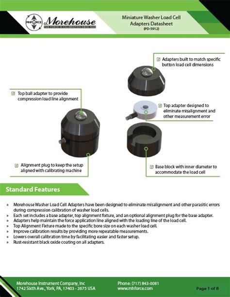 Miniature Washer Load Cell Adapters | Morehouse Instrument Company, Inc.