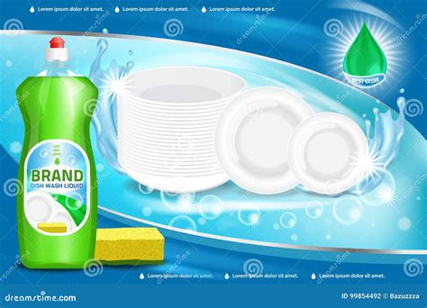 Dishwashing Liquid Ad Vector 3d Illustration Stock Vector - Illustration of packaging, kitchen ...