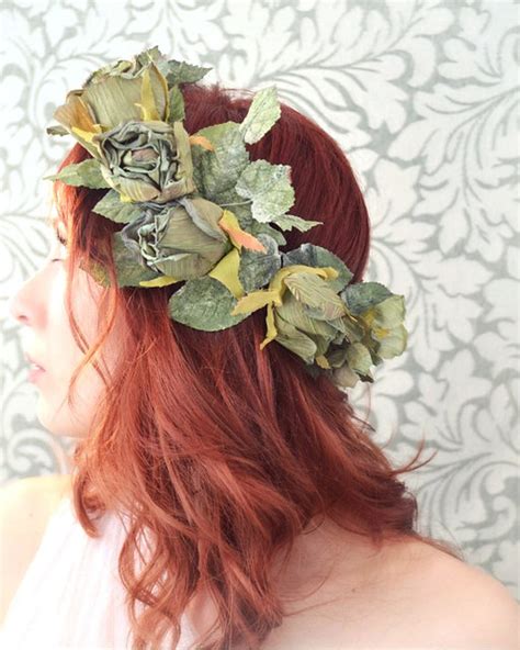 Flower crown, green rose and ivy headpiece, woodland hair … | Flickr