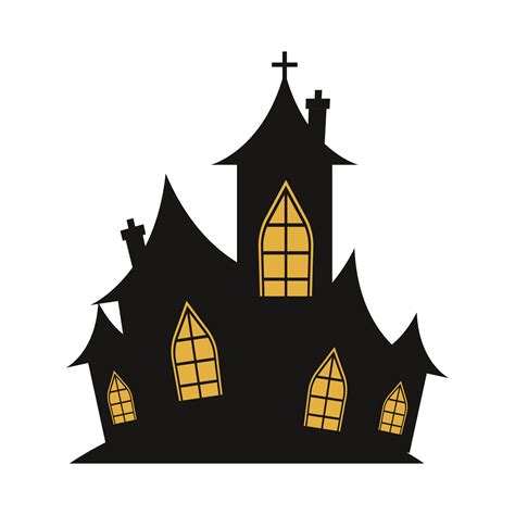 Scary haunted house vector design on a white background. Halloween haunted house silhouette ...