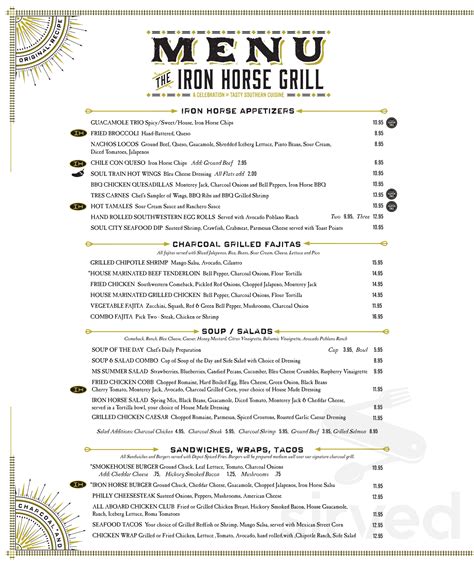 The Iron Horse Grill menu in Jackson, Mississippi, USA