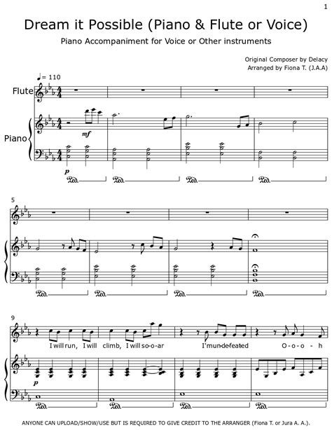 Dream it Possible (Piano & Flute or Voice) - Sheet music for Flute, Piano