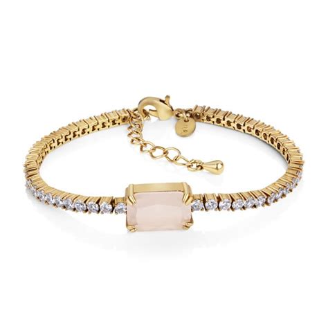 Newbridge Antique Gold Plated Bracelet with Pink & Clear Stones ...