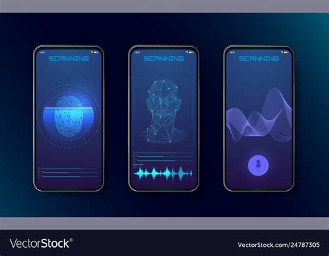 Biometric fingerprint scanners face recognition Vector Image