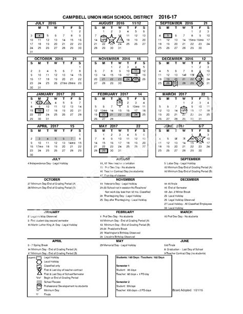 Prospect High School Calendars – Saratoga, CA