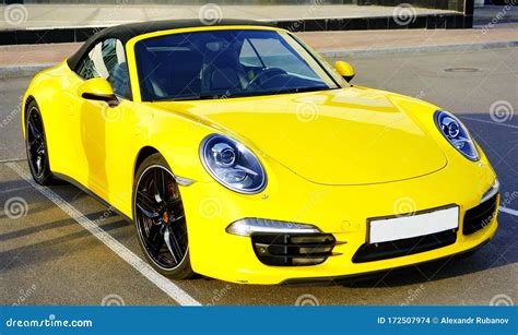 Yellow Sports Car Porsche Convertible Editorial Stock Image - Image of ...