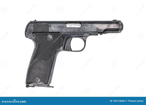 Side View of an Old Automatic Pistol Stock Photo - Image of brown ...