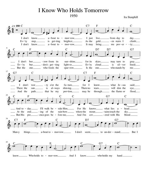 I Know Who Holds Tomorrow Sheet music for Voice (other) (Solo ...