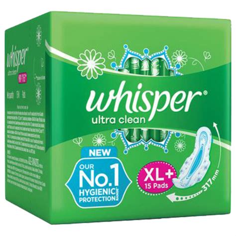 Buy Whisper Ultra Clean Sanitary Pads Xl+, 15 Pieces : ClickOnCare.com