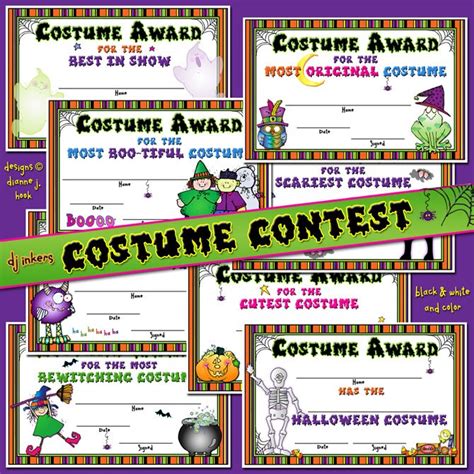 Costume Contest Printable Certificates for Halloween - Etsy