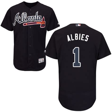 Braves #1 Ozzie Albies Navy Blue Flexbase Authentic Collection Stitched ...