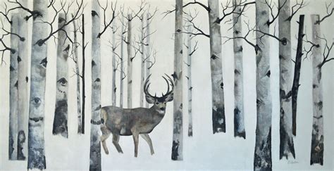 Aspen grove large original winter landscape wildlife acrylic painting ...