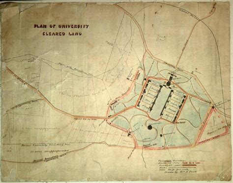 Plan of University Cleared Land, by William Abbott Pratt, 1858. From University of Virginia maps ...