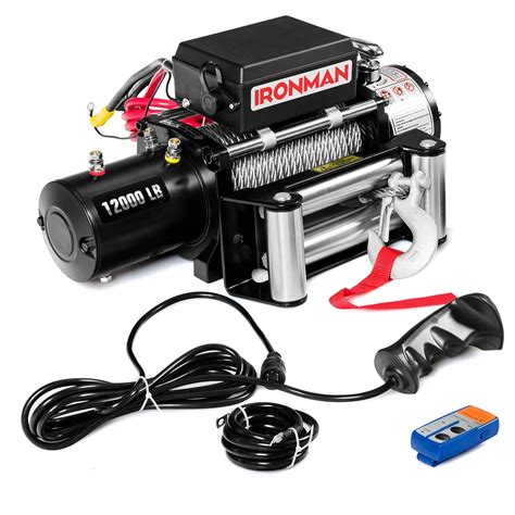 12000 lbs 12V Electric Recovery Winch Truck SUV Wireless Remote Control ...