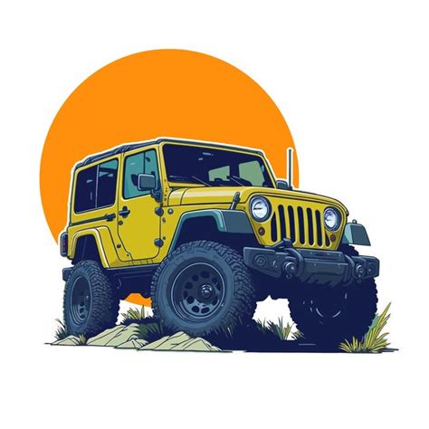 Premium Vector | Vector retro jip car graphic illustration with t shirt ...