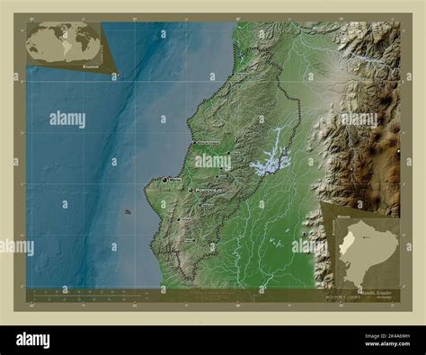 Manabi, province of Ecuador. Elevation map colored in wiki style with ...