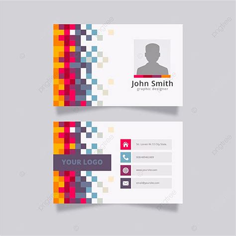 Simple Colored Pixel Name Card Template Download on Pngtree