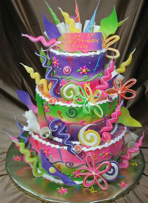 Funky fun birthday cake | Cool birthday cakes, Colorful cakes, Crazy cakes