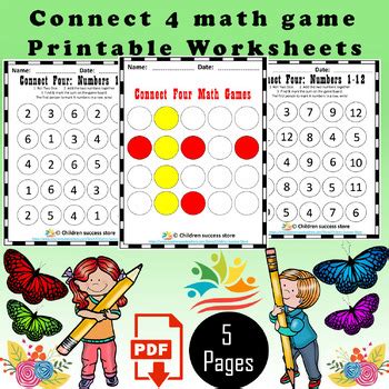 Connect 4 math game printable by Children success store | TPT