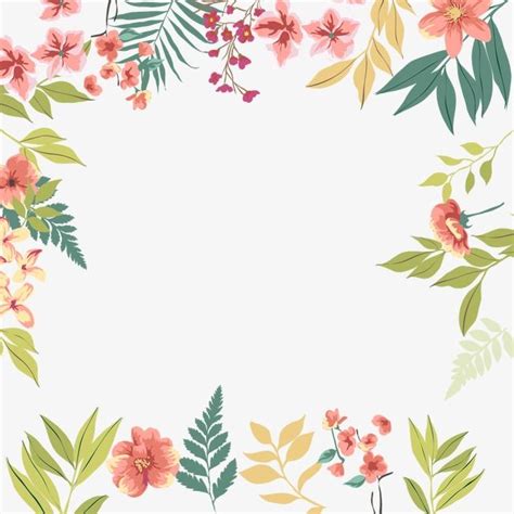 Green Leaves Flowers Border PNG Images, Hand Painted Flowers, Pink Flowers, Hand Painted PNG ...