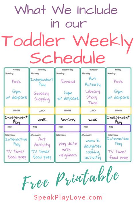 Here’s Our Toddler Weekly Schedule (Free Printable Schedule) - Speak. Play. Love.