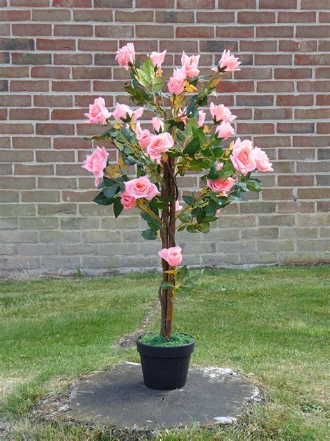 UK-Gardens 1M 3ft Artificial Rose Tree In A Pot - Artificial Potted Tr ...