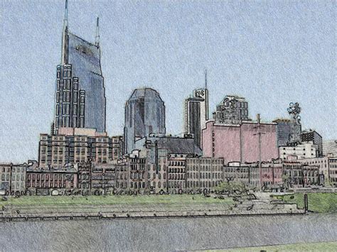 Nashville Skyline as ink drawing photo - Chip Curley photos at pbase.com