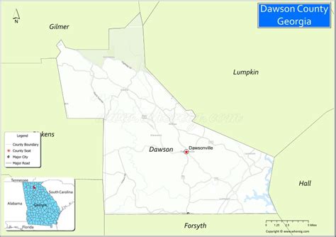 Map of Dawson County, Georgia - Where is Located, Cities, Population, Highways & Facts