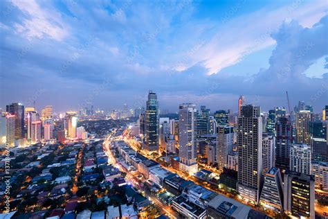 Makati City Skyline at night. Manila, Philippines. Stock Photo | Adobe Stock