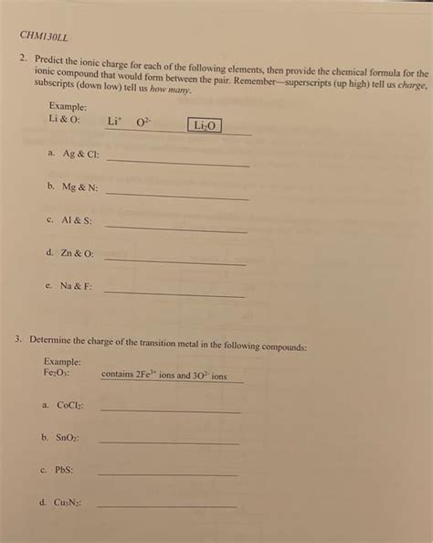 Solved 2. Predict the ionic charge for each of the following | Chegg.com