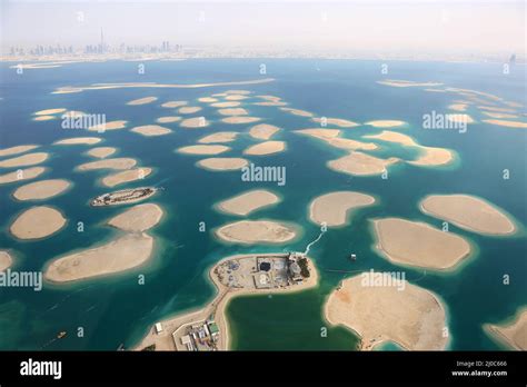 Dubai The World world island islands panorama aerial view aerial photo Stock Photo - Alamy