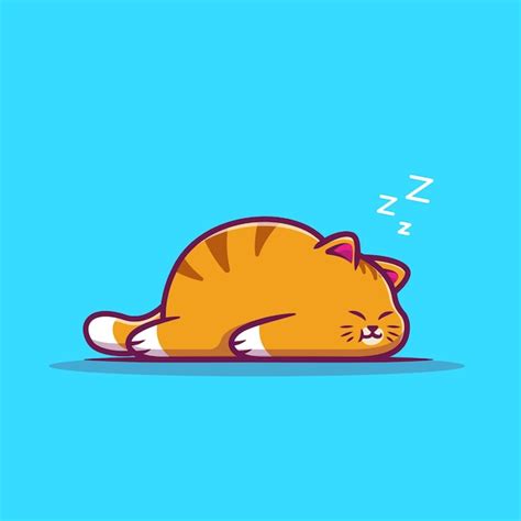 Lindo gato gordo durmiendo dibujos animados | Vector Premium