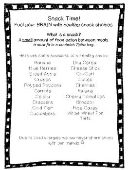 FREE Healthy Snack Printable by ThirdGradeDonut | TpT
