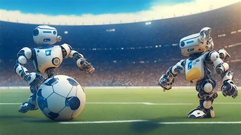 Premium AI Image | A soccer match with robots Robots playing soccer Generation AI