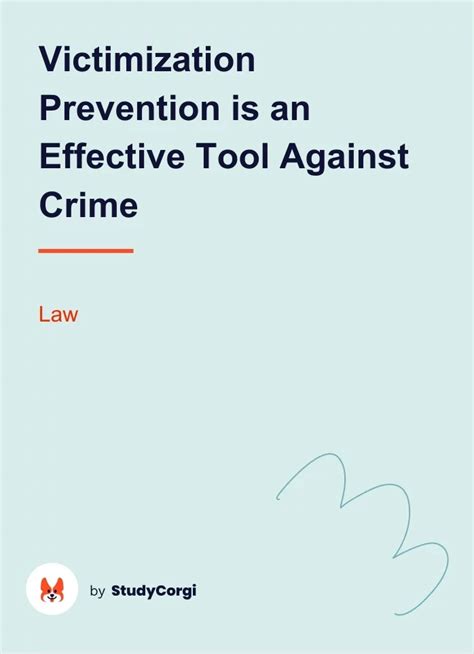 Victimization Prevention is an Effective Tool Against Crime | Free ...