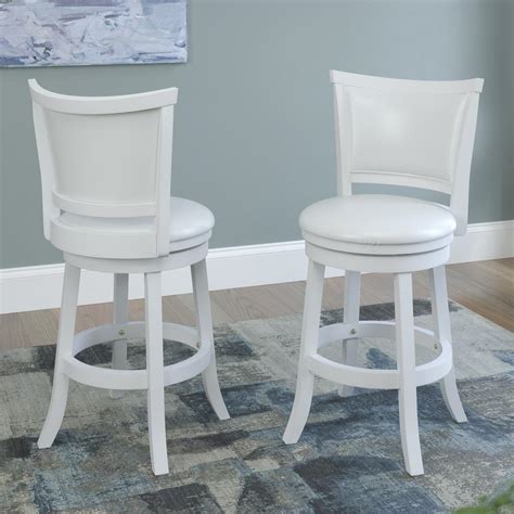 CorLiving Woodgrove 24 in. White Wash Counter Height Swivel Bar Stool ...