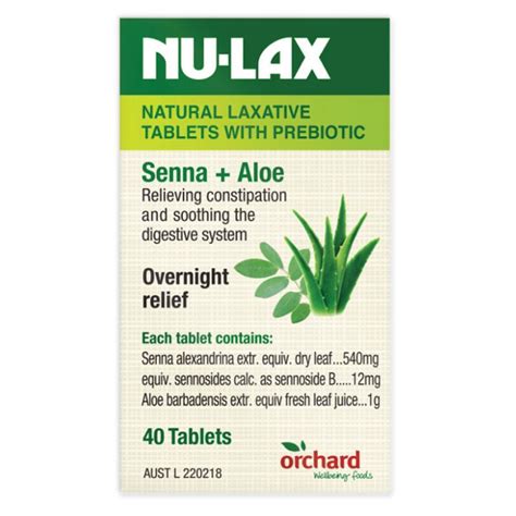 Buy Nulax Natural Laxative Tablets With Prebiotic Senna + Aloe 40 ...