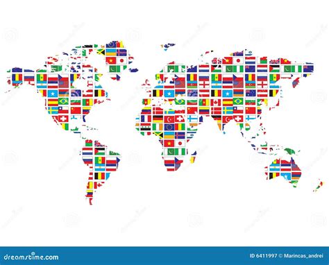 World Map With Flags Royalty Free Stock Photography - Image: 6411997