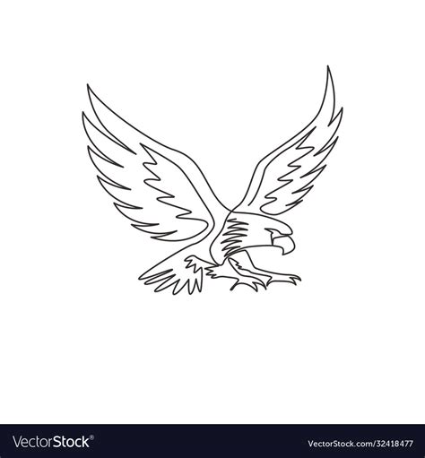 One single line drawing strong eagle bird Vector Image