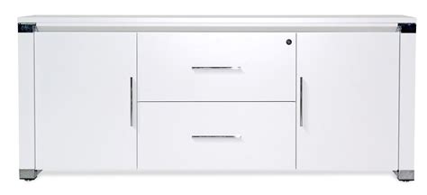 71" Modern White Lacquer Credenza with Two Locking File Drawers ...