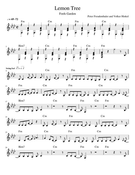 Lemon Tree Sheet music for Piano (Solo) | Musescore.com