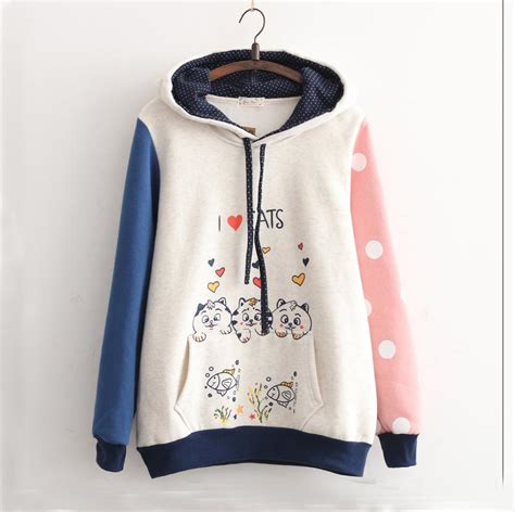 Cute Cat Fleece Hooded Sweater on Luulla