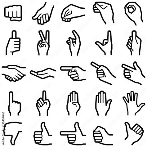 Hand icon collection - vector outline illustration Stock Vector | Adobe Stock