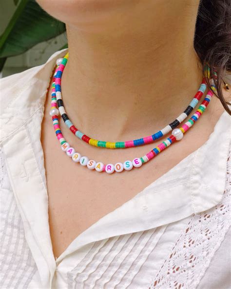 DIY Color Blocked Disk Beaded Necklaces