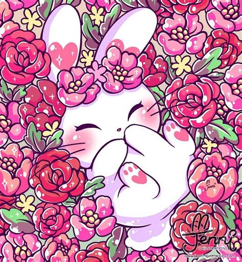 Floral bunny . . . #floral #flowers #bunny #bunnylover #flowerfield #jennilustrations | Cute ...