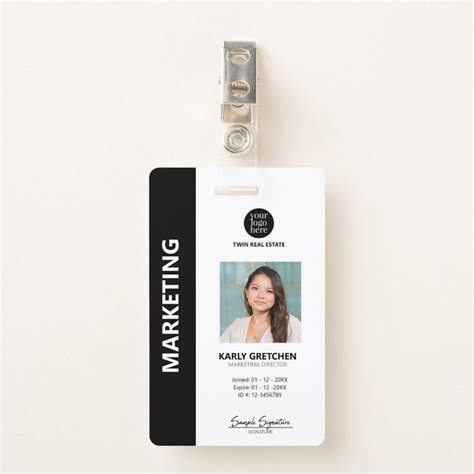 Personalized Modern Professional Employee ID Black Badge | Zazzle