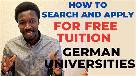 HOW TO SEARCH AND APPLY FOR FREE TUITION UNIVERSITIES IN GERMANY. - YouTube