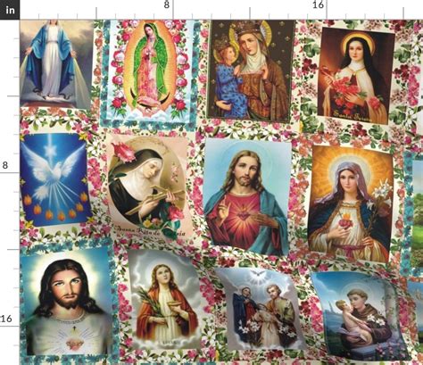 Catholic Saints Fabric Catholic Saints and Images Collage by - Etsy