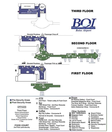 Terminal Map - Boise Airport | Airport map, Boise airport, Airport guide